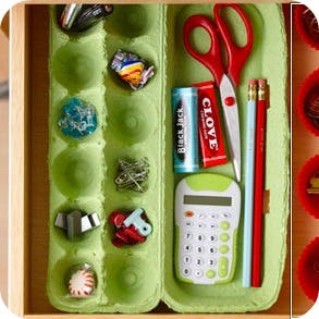 No More Messy Drawers: Make an Egg Carton Organizer!