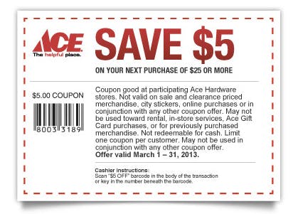 Ace Hardware Coupon: $5.00 off $25 Purchase - The Krazy Coupon Lady
