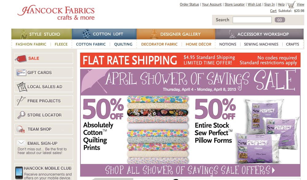 Hancock fabrics coupon code