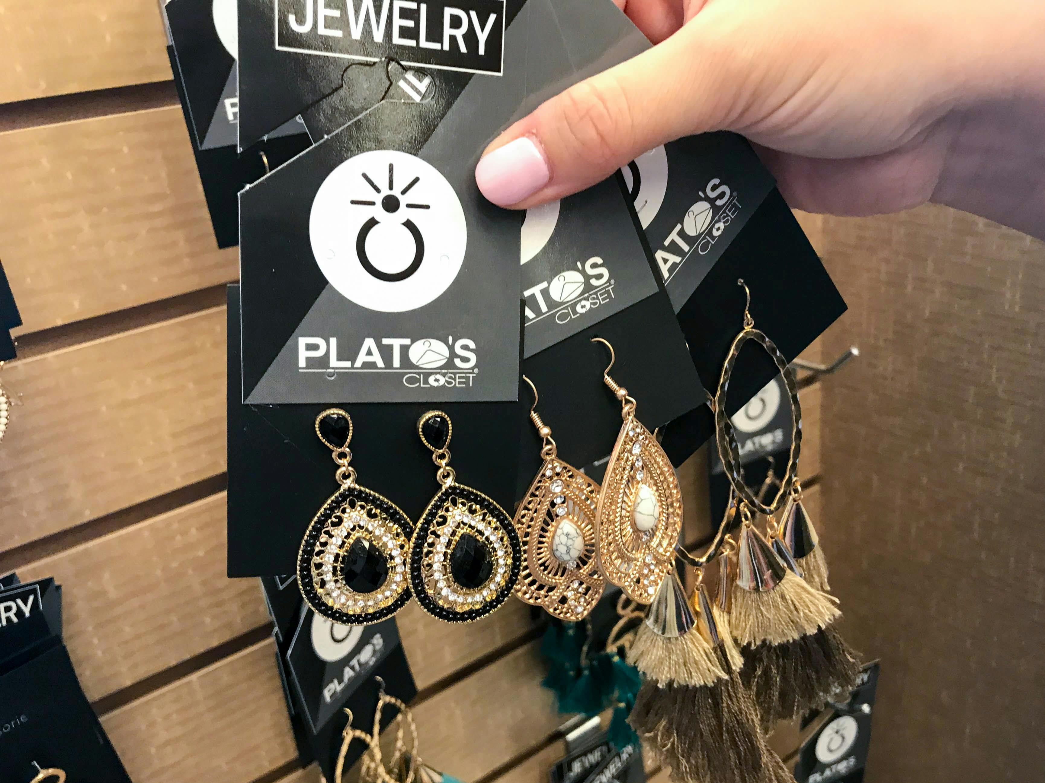 Jewelry on display at Plato's Closet