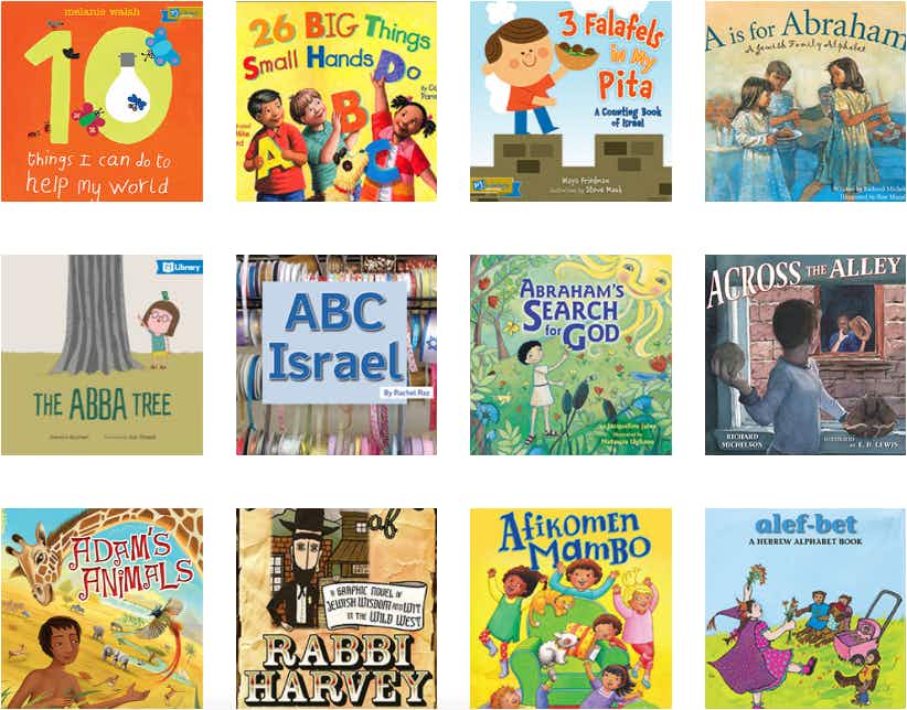 A screenshot from PJ Library showing 12 children's books they have available for their service.