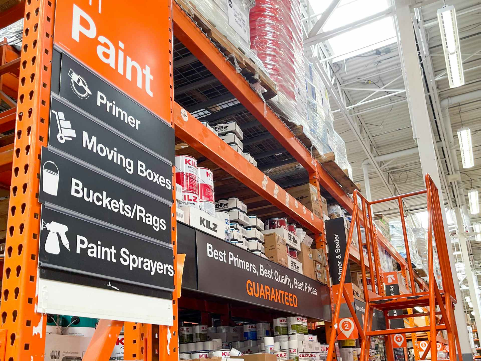 The paint aisle at Home Depot