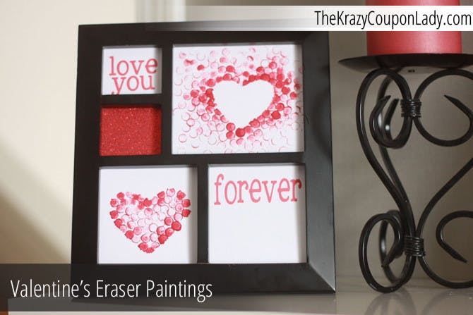 DIY Valentine's Pencil Eraser Paintings