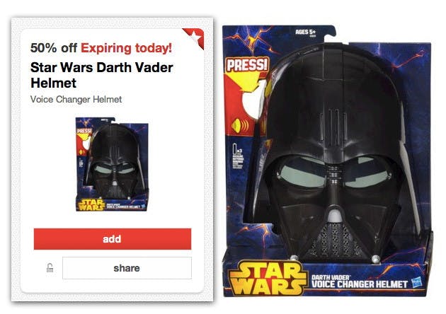 Save 50 On A Star Wars Darth Vader Helmet At Target Today Only 