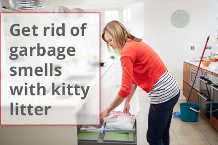 Eliminate Stinky Trash Can Smells with Kitty Litter