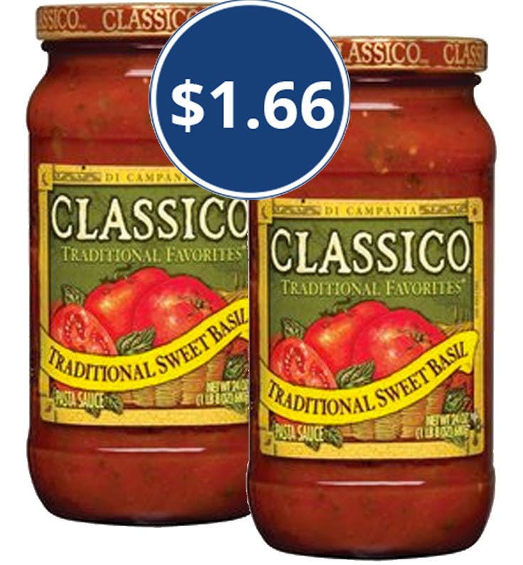Classico Pasta Sauce Only 1 66 At Walmart The Krazy Coupon Lady Classico Pasta Sauce Only 1 66 At Walmart The Krazy Coupon Lady