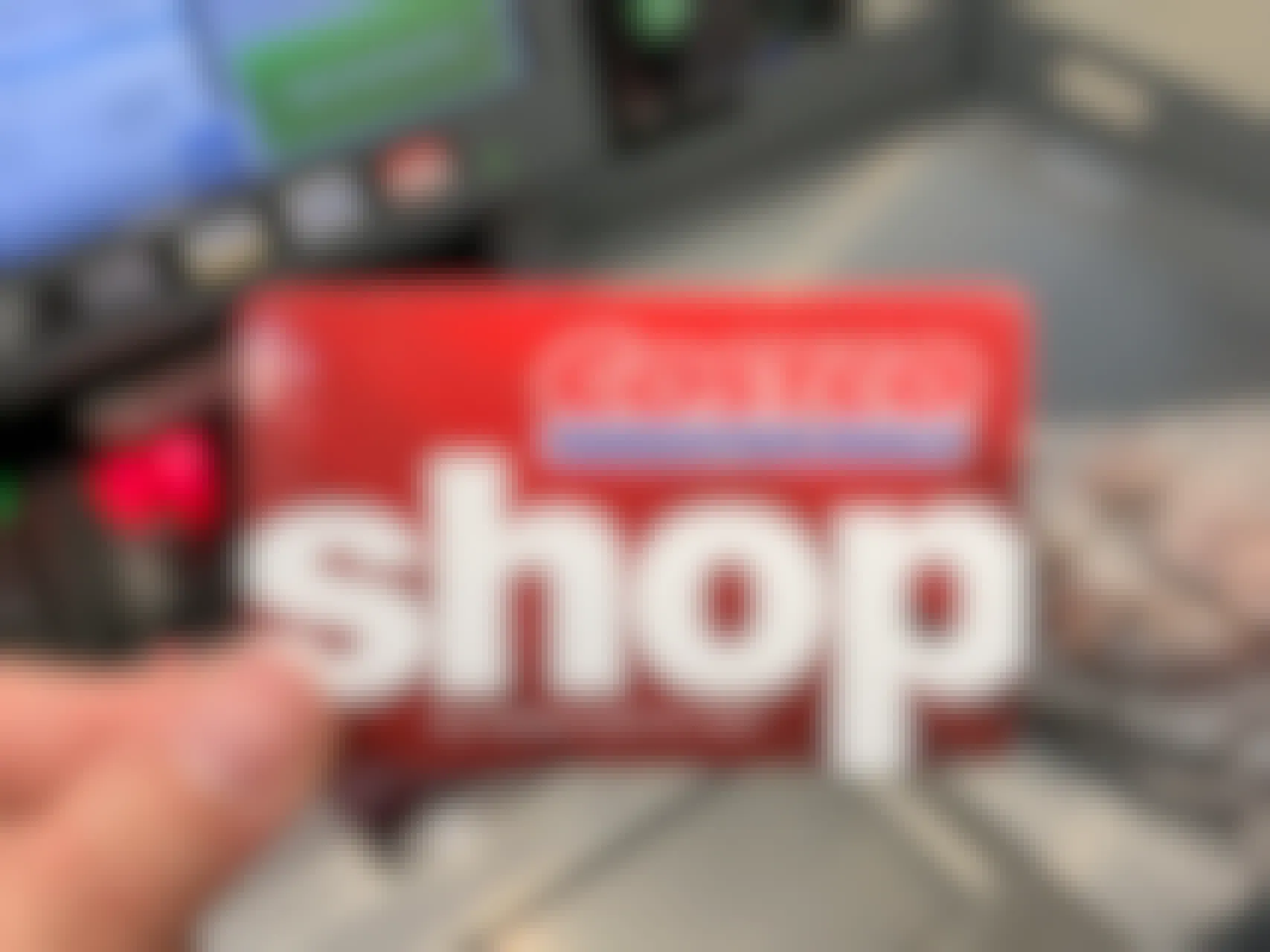 Costco Shop Card at a Costco return self-checkout.