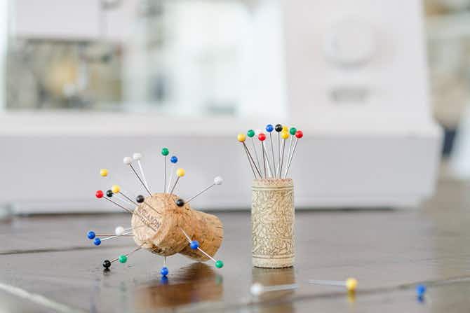 sewing pins in corks
