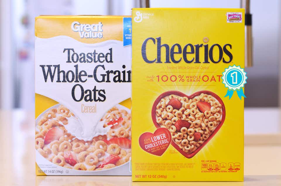 Cheerios vs. Great Value toasted oats cereal