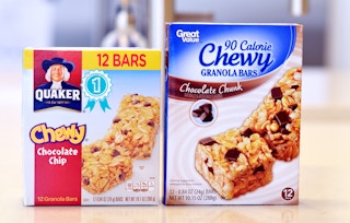 Quaker vs. Great Value granola bars
