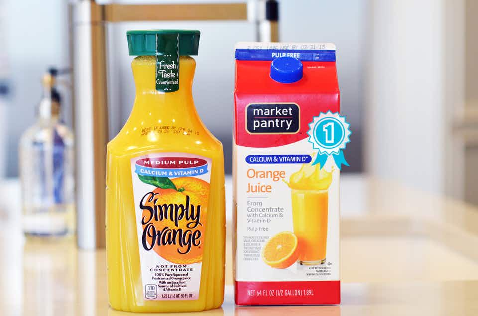 Simply Orange vs. Market Pantry orange juice