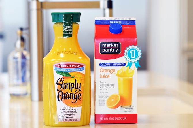 Simply Orange vs. Market Pantry orange juice