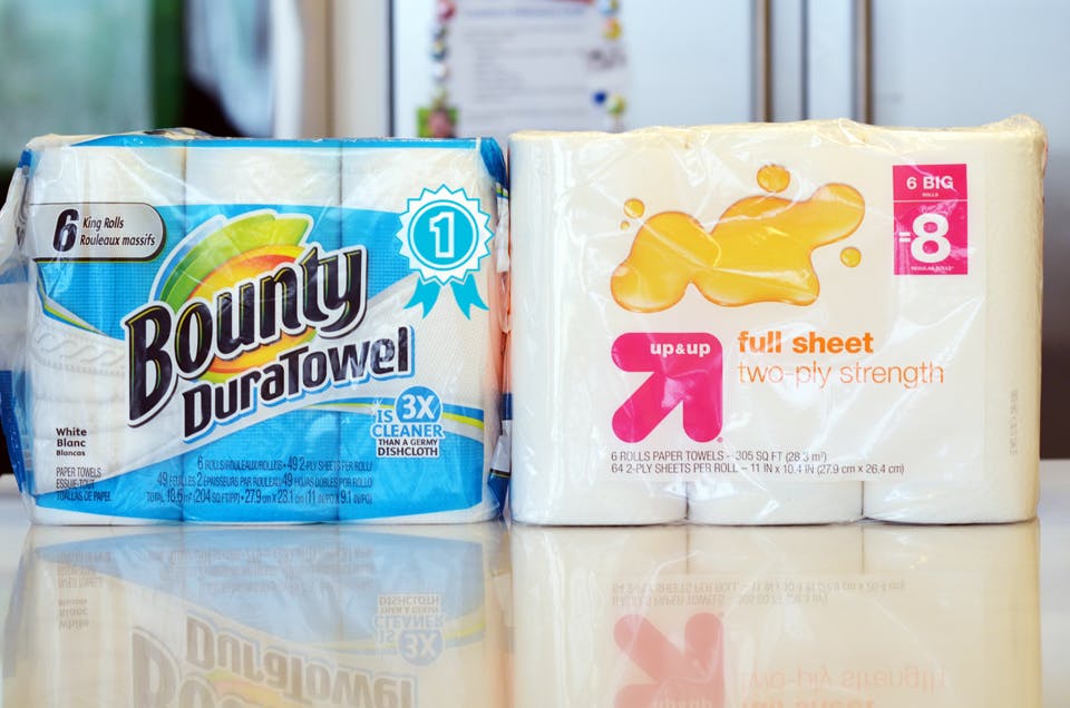 Bounty vs. Up & Up paper towels