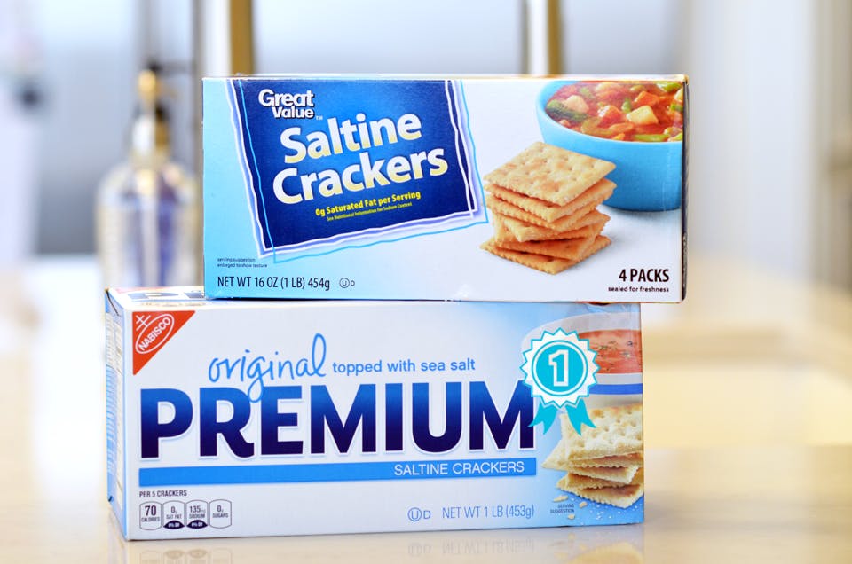 Nabisco vs. Great Value saltine crackers