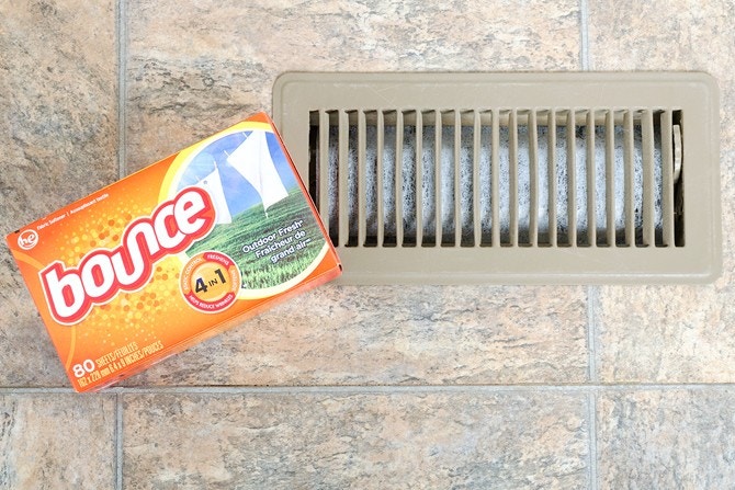 A dryer sheet placed over an air vent