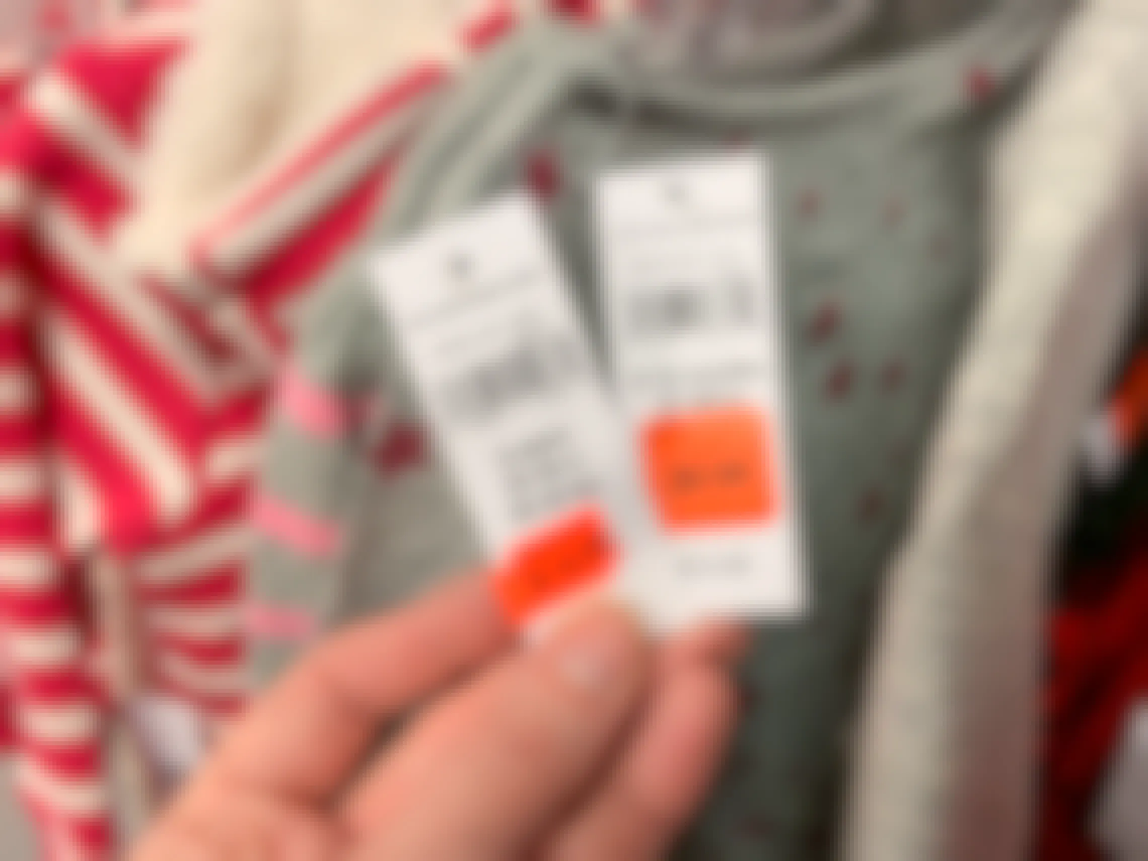 Orange clearance tags on two gap price tags.