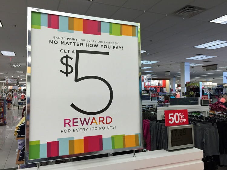 Kohl's Yes2You Rewards signage inside a Kohl's store