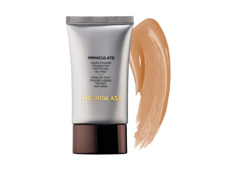 A bottle of Hourglass Immaculate Liquid Powder Mattifying Oil-Free Foundation from Sephora