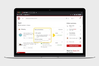 a laptop showing how the Target Circle offers automatically apply to your cart when they are saved to your account