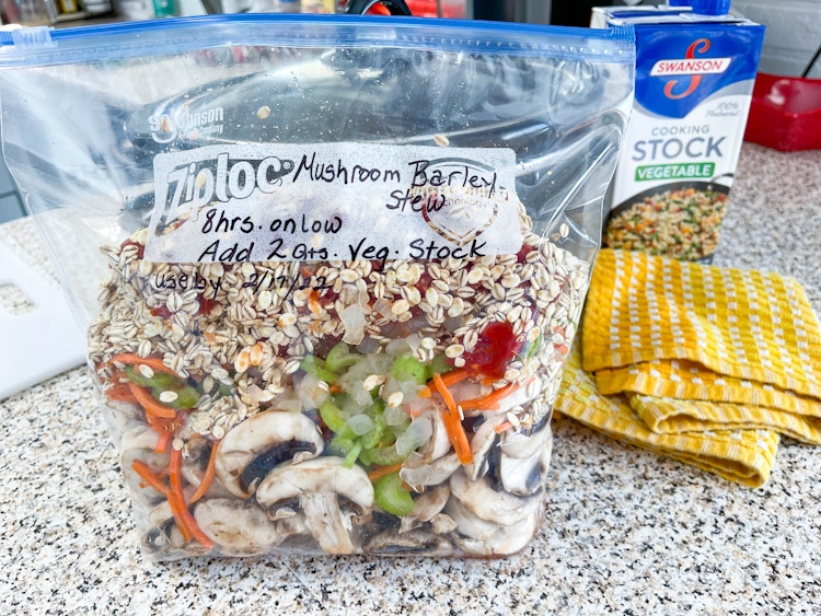 a freezer meal in a ziploc bag