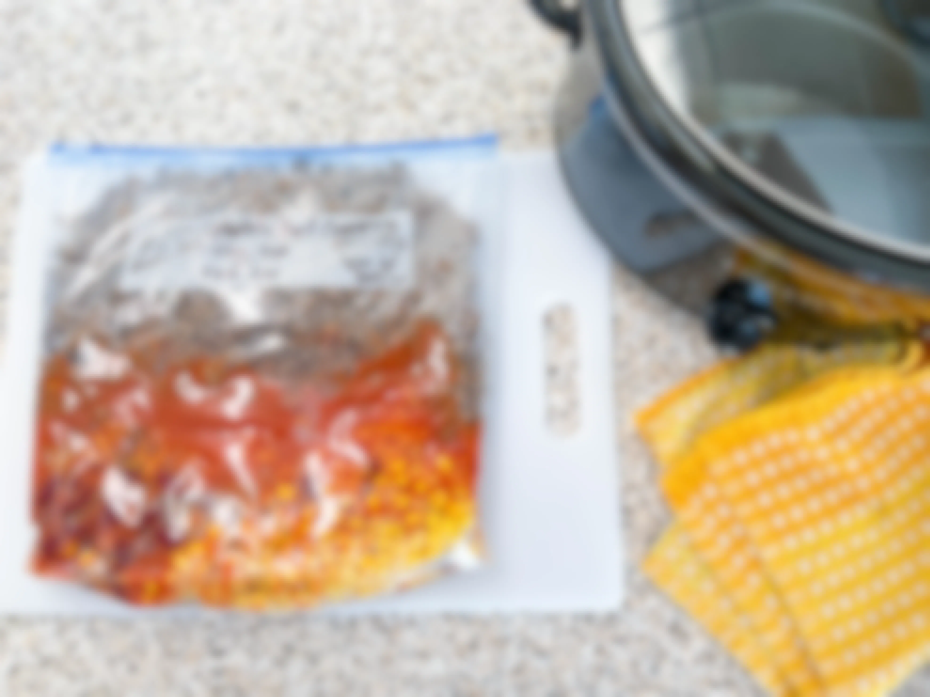 a freezer meal in a ziploc bag