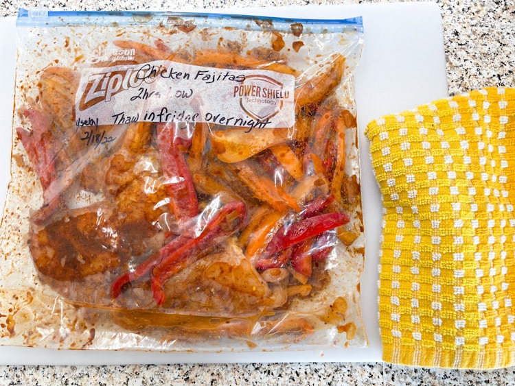 a freezer meal in a ziploc bag
