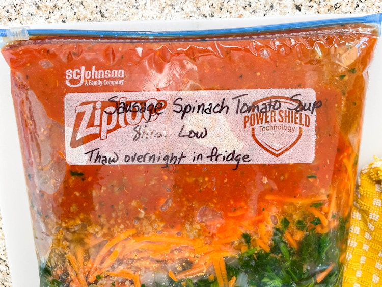 a freezer meal in a ziploc bag