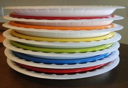 Pack plates in styrofoam plates when moving