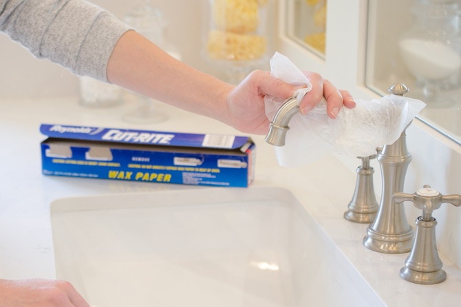 Shine chrome faucets with wax paper.