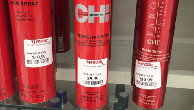 chi hair products on a shelf in Tjmaxx
