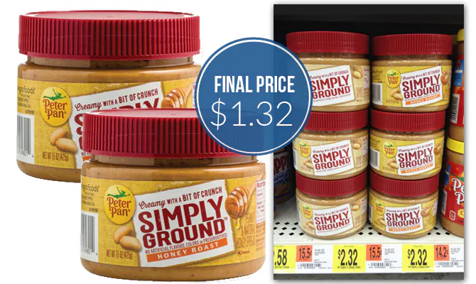 Peter Pan Simply Ground Peanut Butter Only 1 32 At Walmart The Krazy Coupon Lady