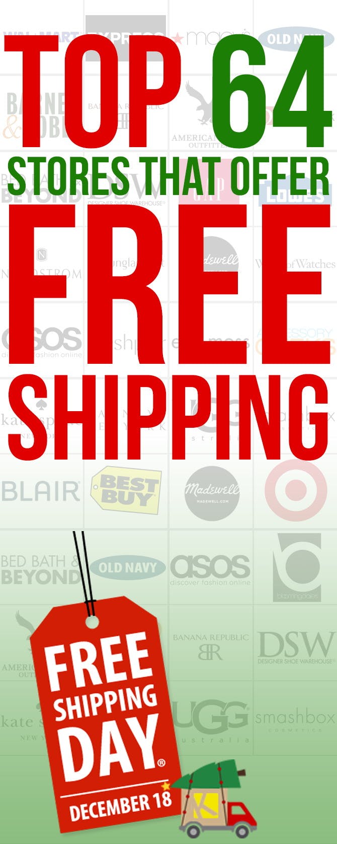 Over 60 Stores with Free Shipping Online