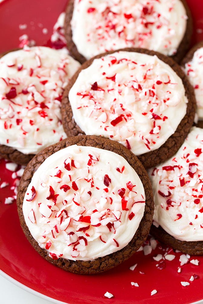 Frosted Peppermint Brownie Cookies