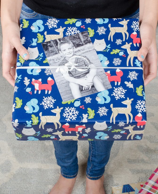 Attach photos instead of gift tags on presents.