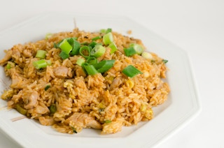 Chicken fried rice on a plate