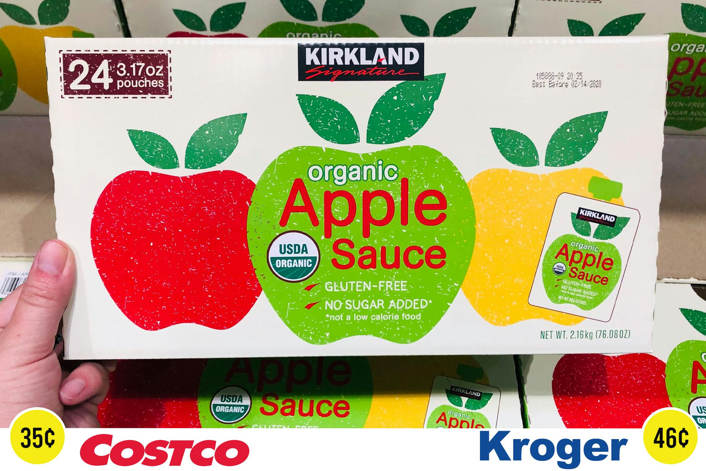 Kirkland brand applesauce at Costco