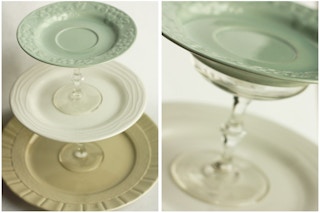 Make cupcake and dessert stands from dollar store candle holders and plates.