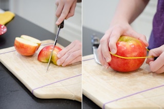 Keep a sliced apple from browning with a rubber band.