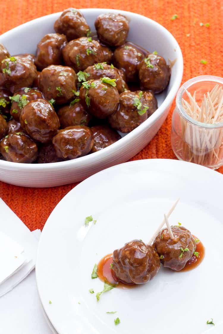 Sweet and Sour Meatballs Crockpot meal on a plate