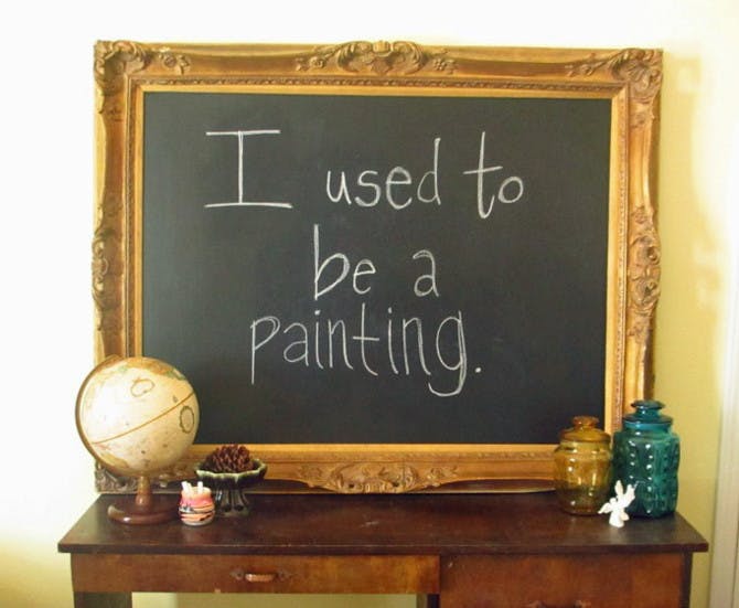 Buy old framed pictures from the thrift store and spray-paint them for DIY chalkboards.