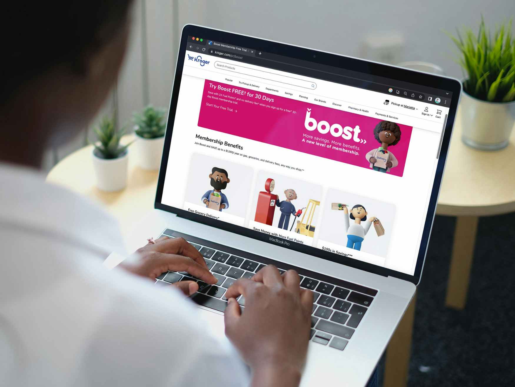 Someone looking at the Boost trial page on Kroger's website
