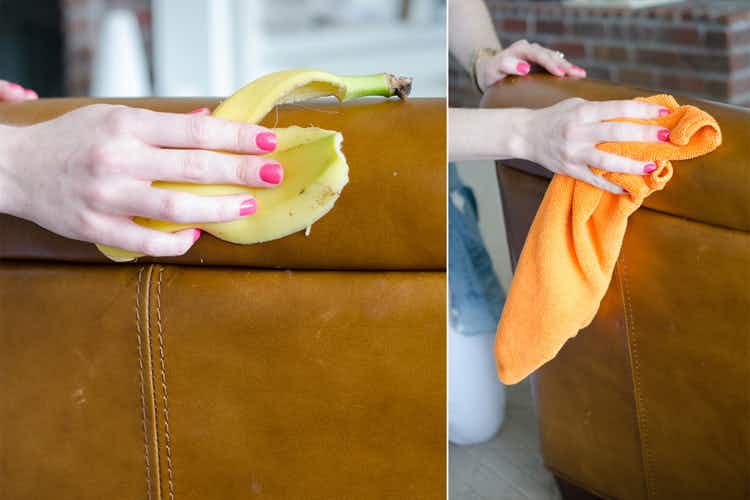 Clean leather furniture with banana peels.