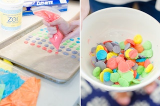 Make yogurt fun to eat by freezing them in dots.