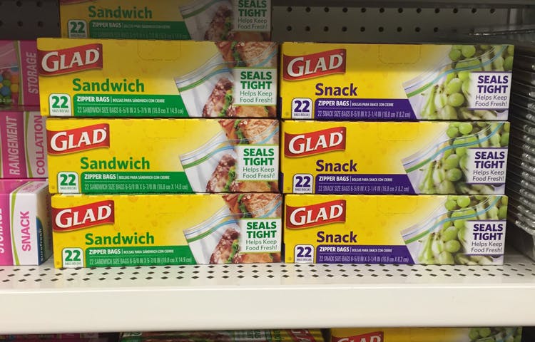 glad sandwich bags on dollar tree shelf