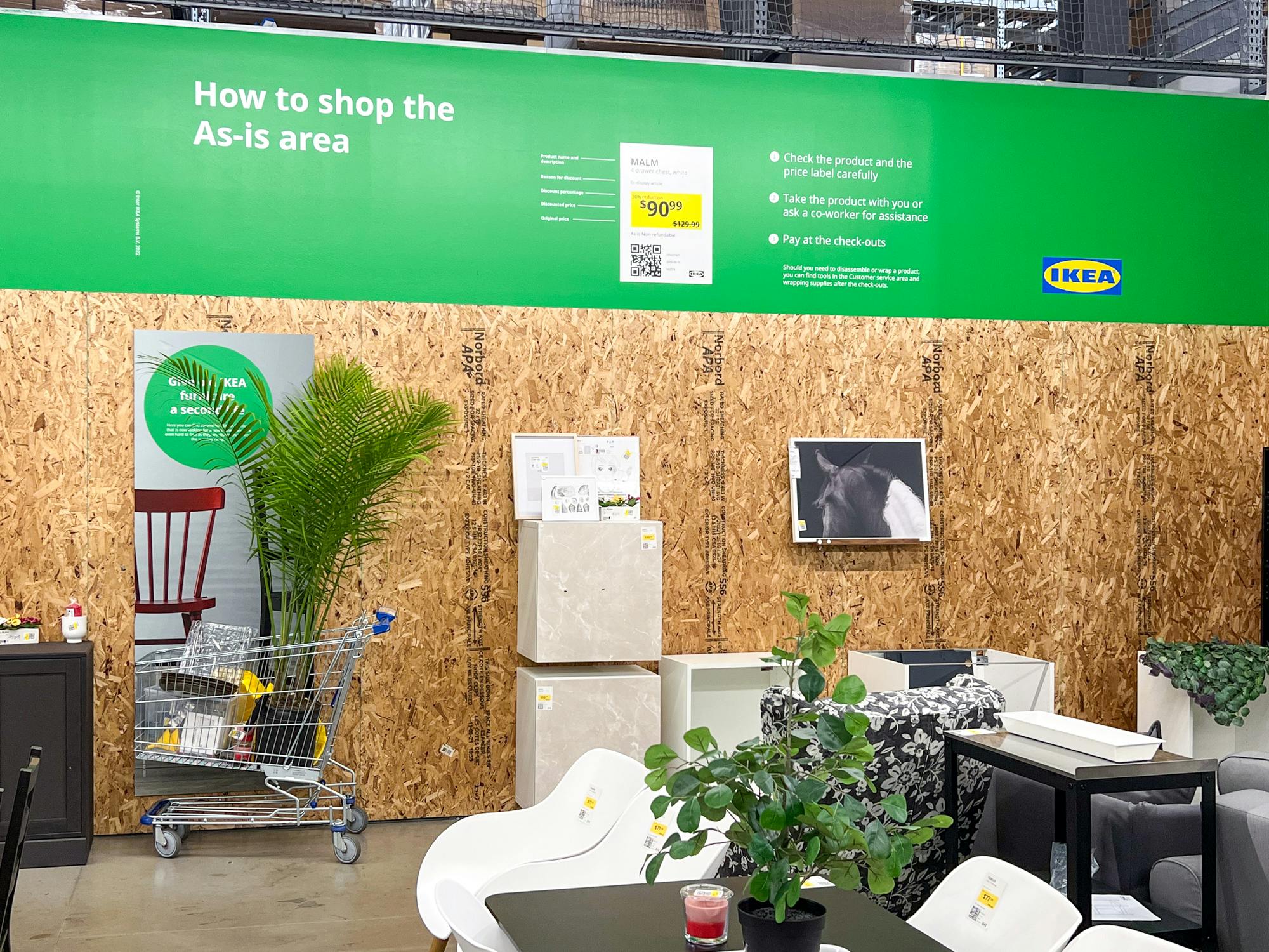 items on display in the As-Is section in Ikea
