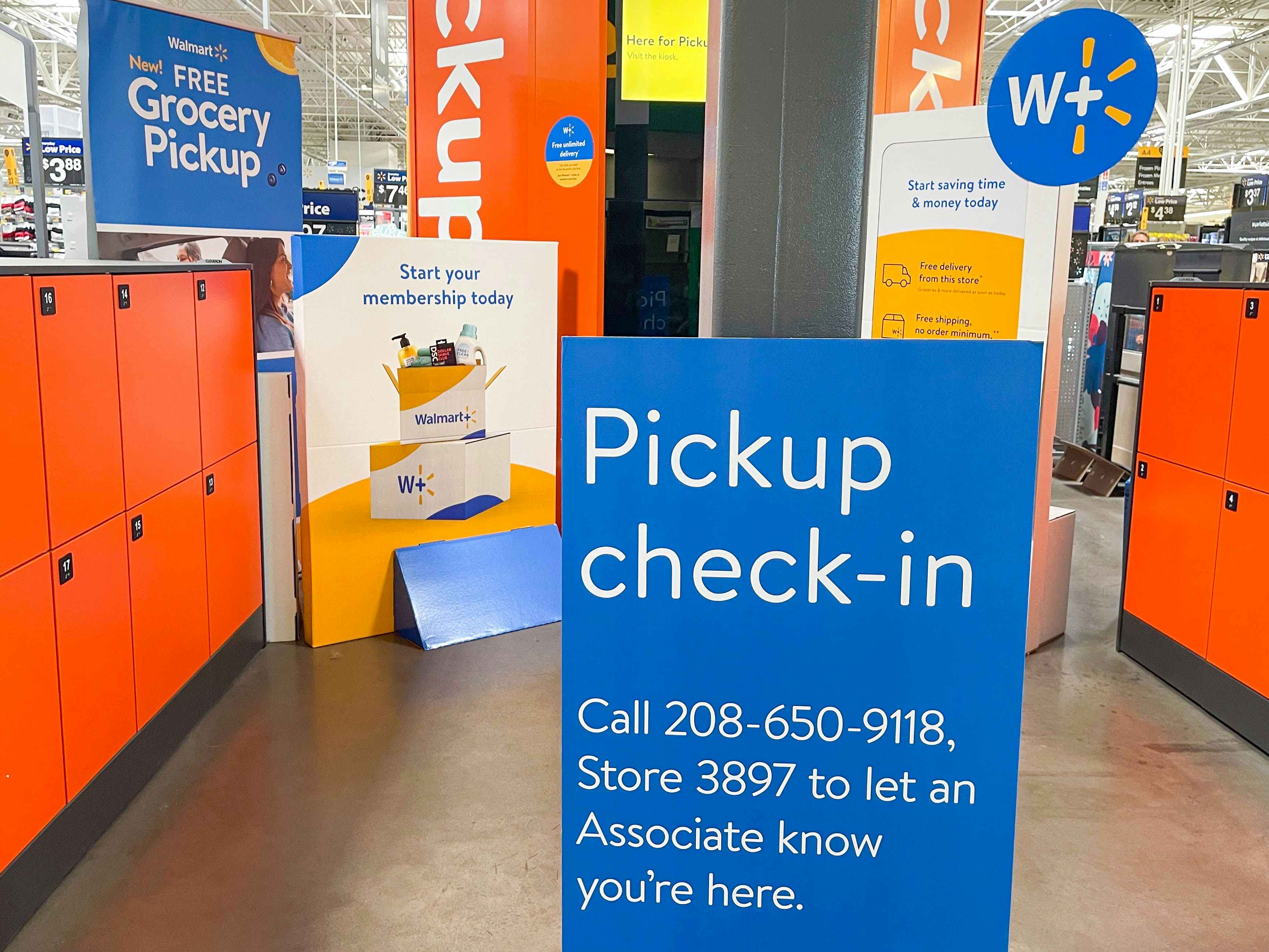 The in-store pickup area inside Walmart.