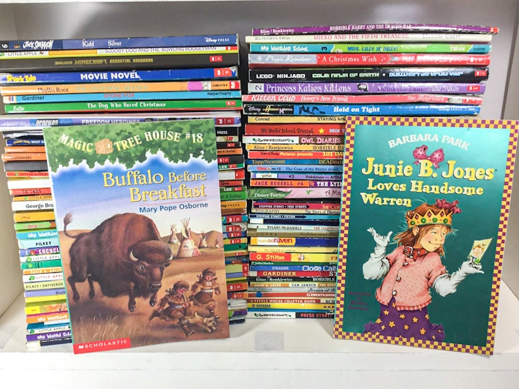 books stacked on top of each other