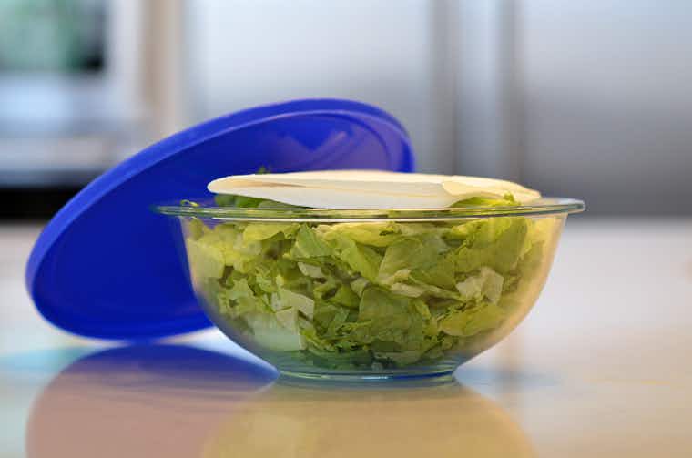 Always store lettuce and leafy greens with a paper towel before placing in the fridge.