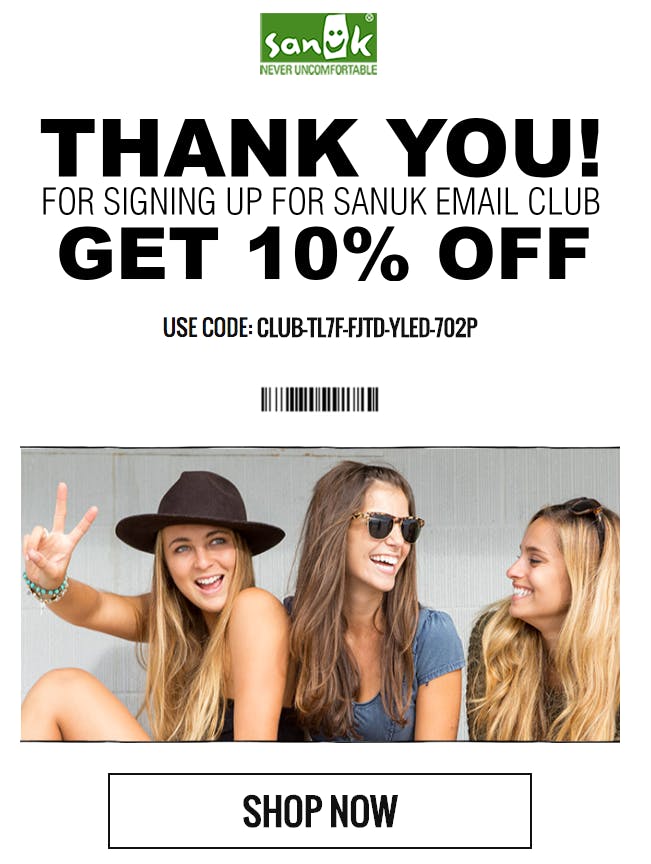 sanuk 10 off coupon code