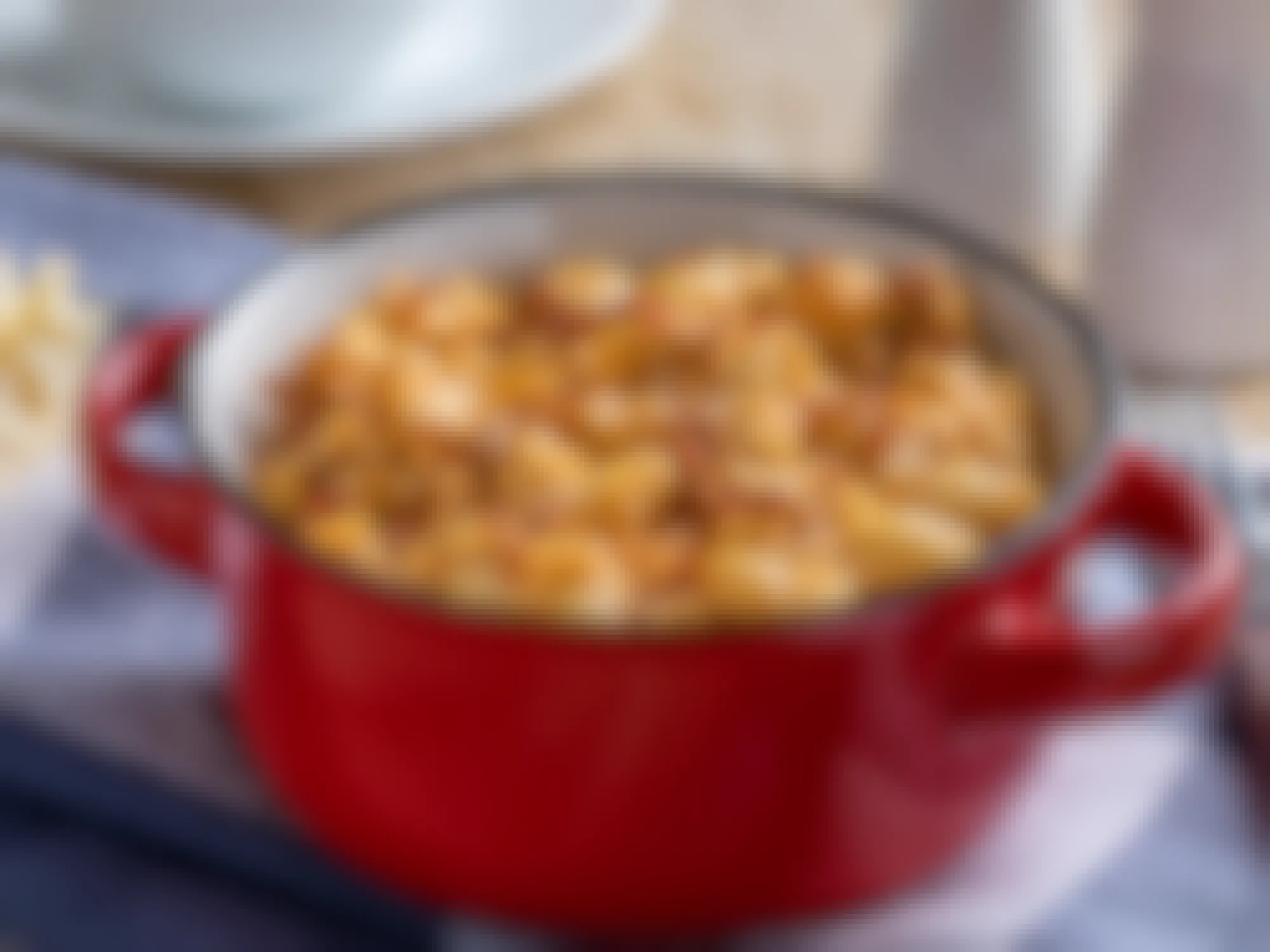 A pot of bacon mac and cheese